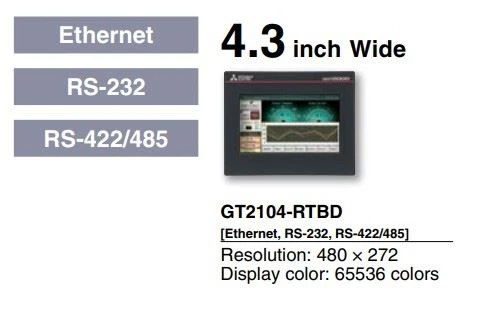 New Original Mitsubishi HMI GT2104-RTBD 4.3 Inch GT21 Touch Panel